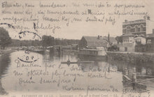 Load image into Gallery viewer, Vintage postcard of a canal scene with buildings and handwritten text
