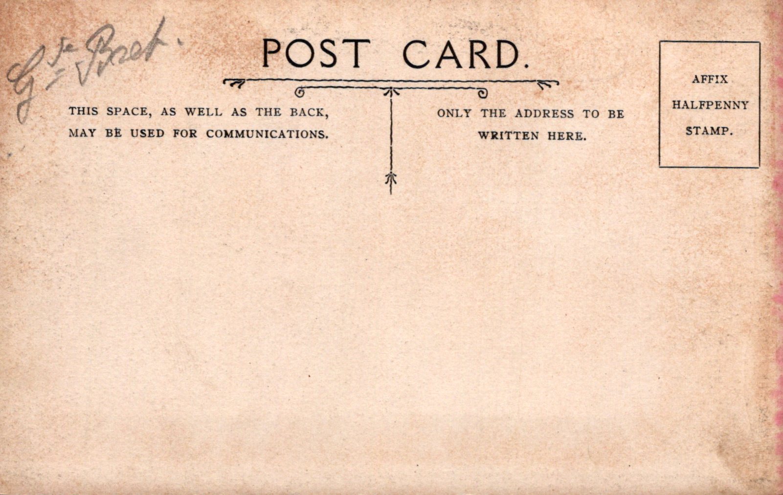 Vintage postcard with text and a stamp placeholder on a beige background