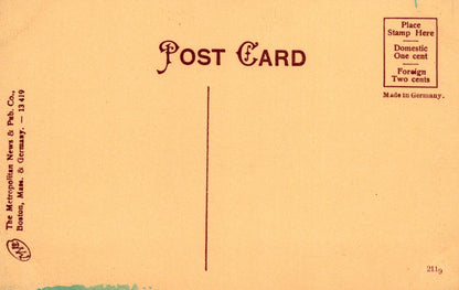 Vintage-style postcard with text and design elements on a beige background