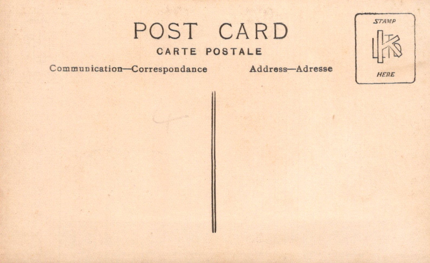 Vintage postcard with 'Carte Postale' text and a stamp on a beige background