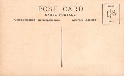 Vintage postcard with 'Carte Postale' text and a stamp on a beige background