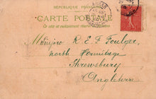Load image into Gallery viewer, Vintage French postcard with postage stamp and address text
