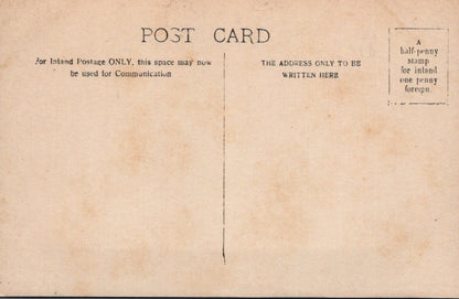 Vintage postcard with text and stamp instructions on a beige background