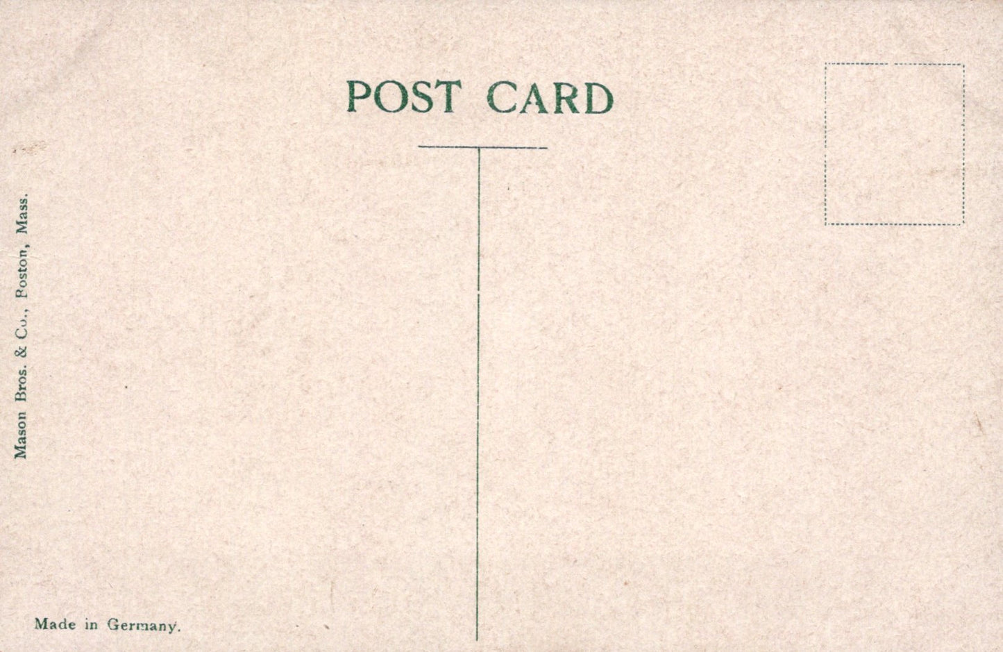 Back of a vintage postcard with 'POST CARD' text and a line for writing address.