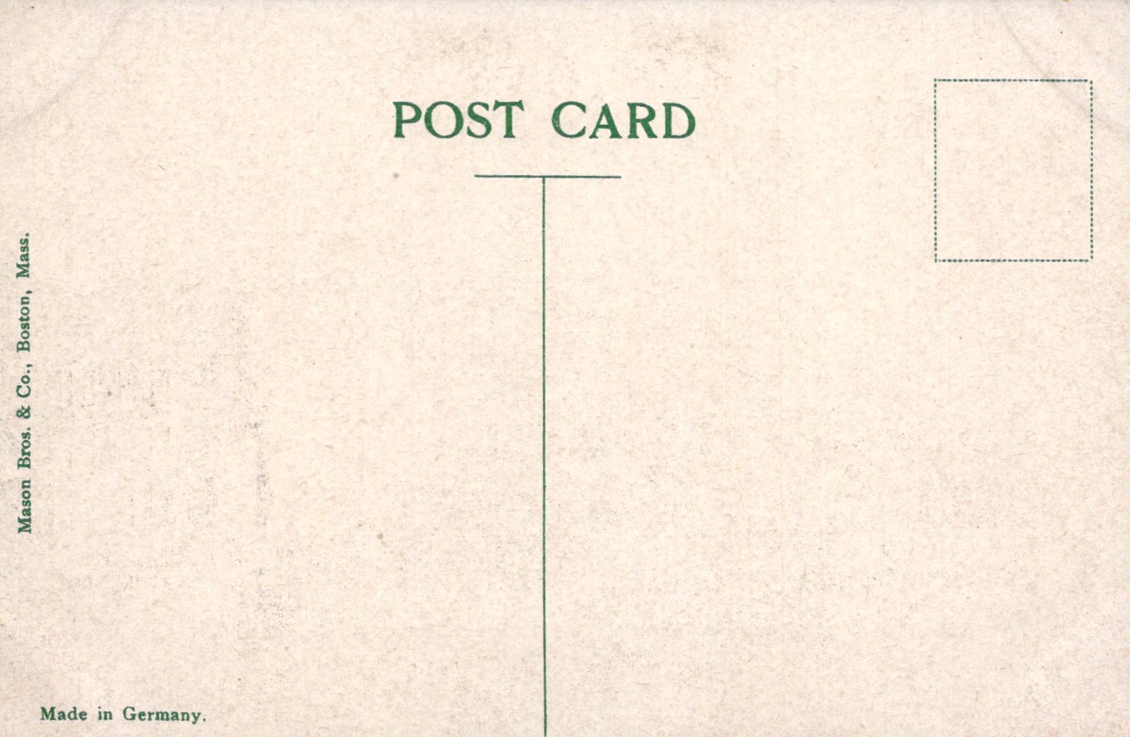 Vintage-style postcard with 'POST CARD' text and a blank area for writing on a textured beige background.