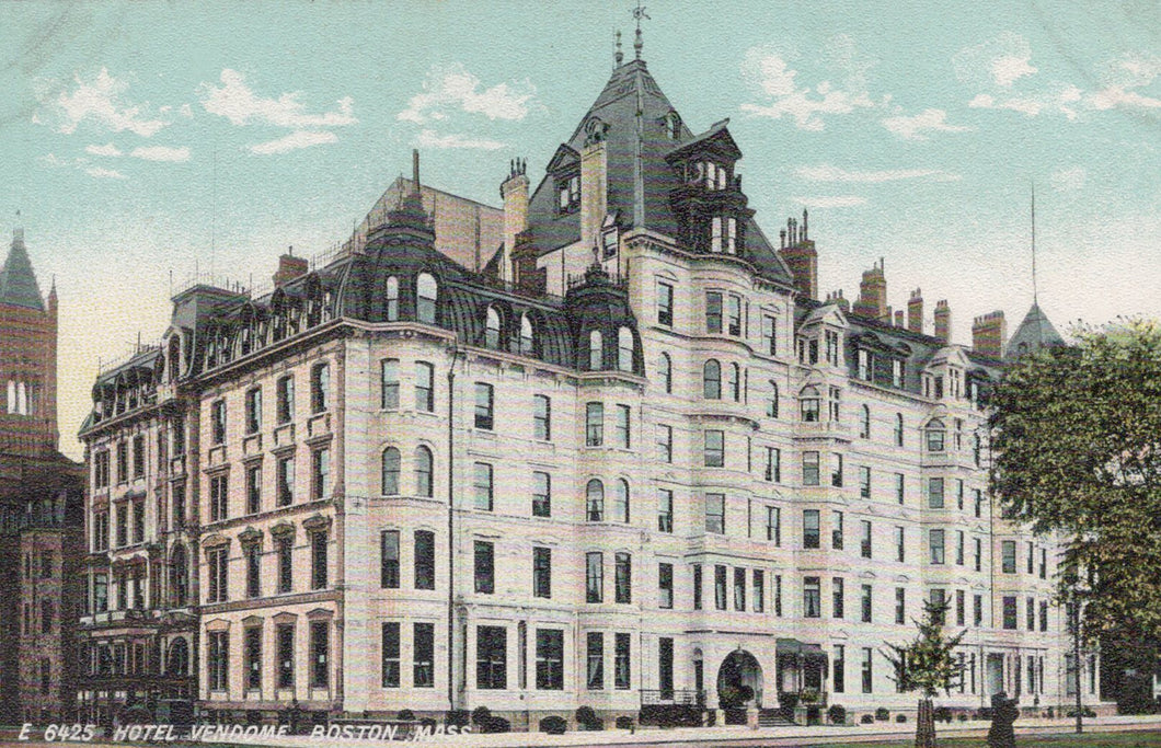 Vintage postcard of a large hotel building in Boston, Massachusetts.