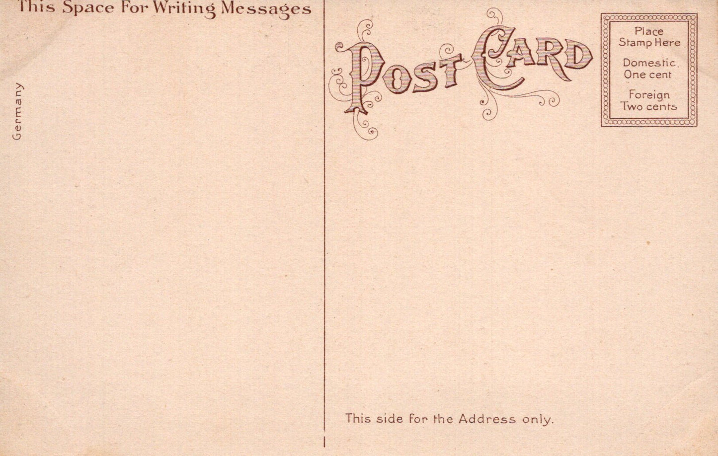 Vintage postcard with text and design elements on a beige background