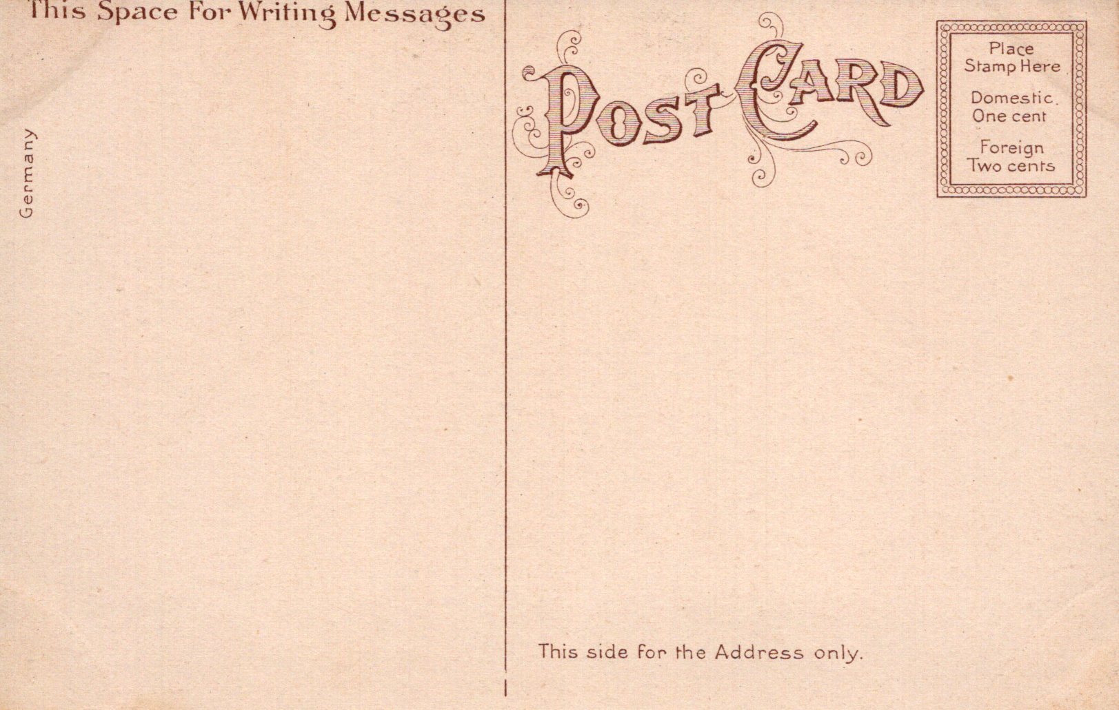 Vintage postcard with text and design elements on a beige background