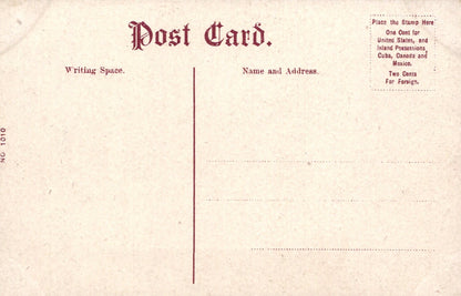 Vintage postcard with writing space and address fields on a beige background