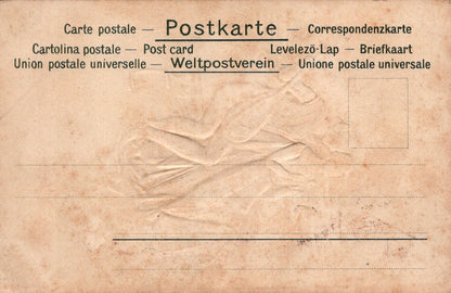 Vintage postcard with multiple language text on the back