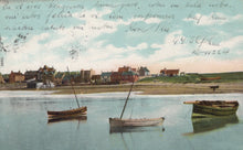 Load image into Gallery viewer, Vintage postcard of a coastal scene with boats and buildings.
