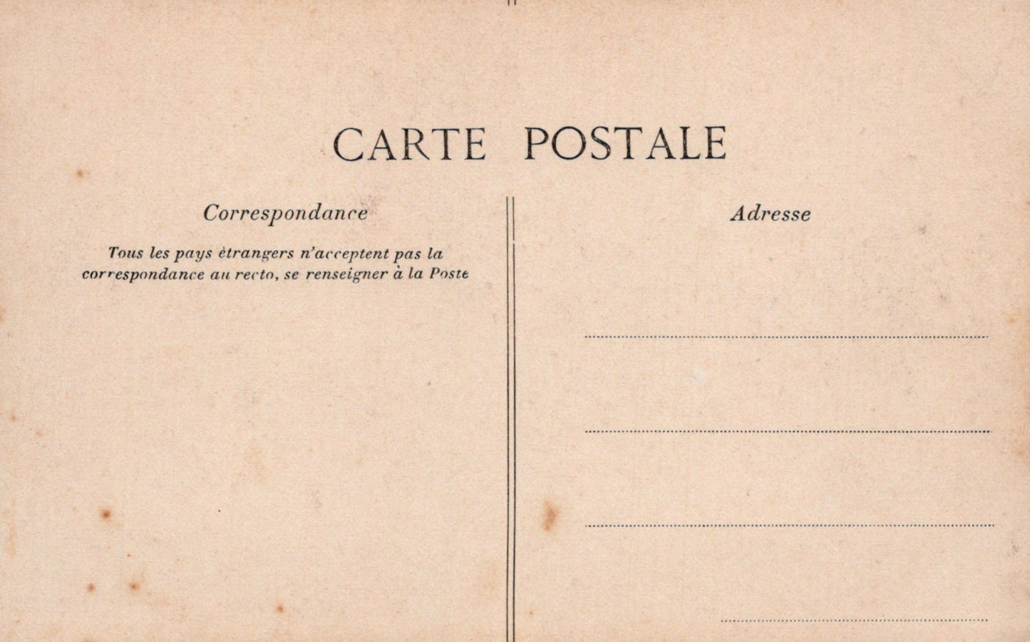 Vintage-style postcard with text and a tear line on a beige background