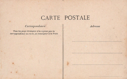 Vintage-style postcard with text and a tear line on a beige background