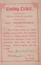 Load image into Gallery viewer, Humour Postcard - 1907 Kissing Ticket Valid For 12 Months VT532
