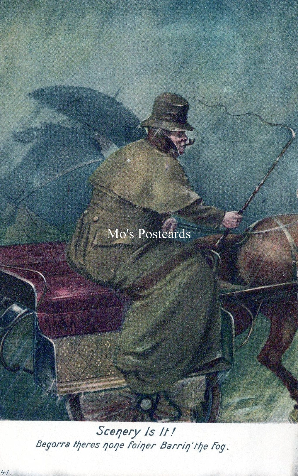 Ireland Postcard - Irish Cab Driver, Horse and Carriage SW18221