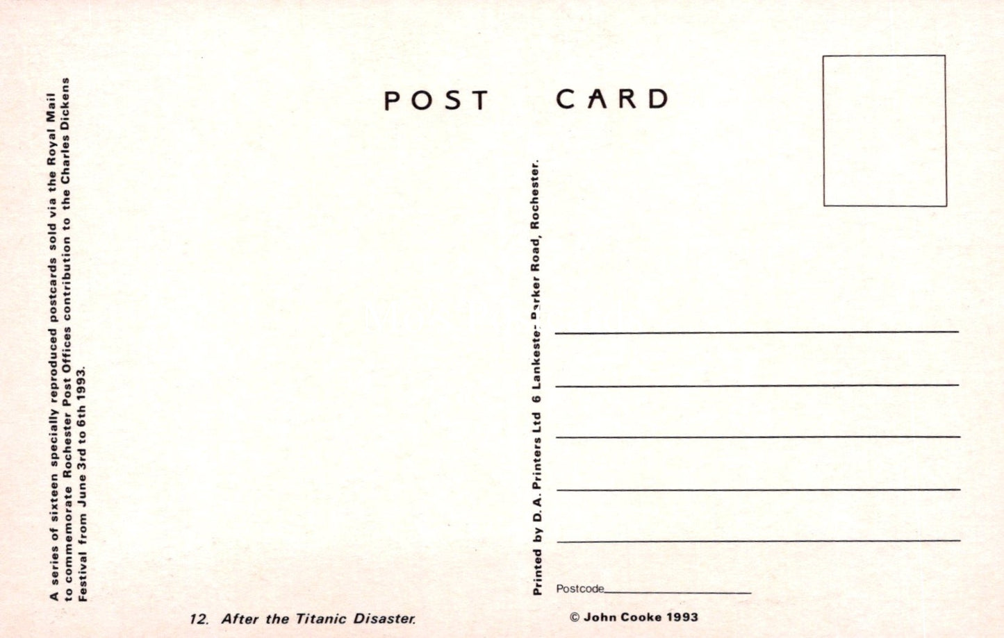 Music Postcard - Hoo Band 1912, After The Titanic Disaster  SW18269