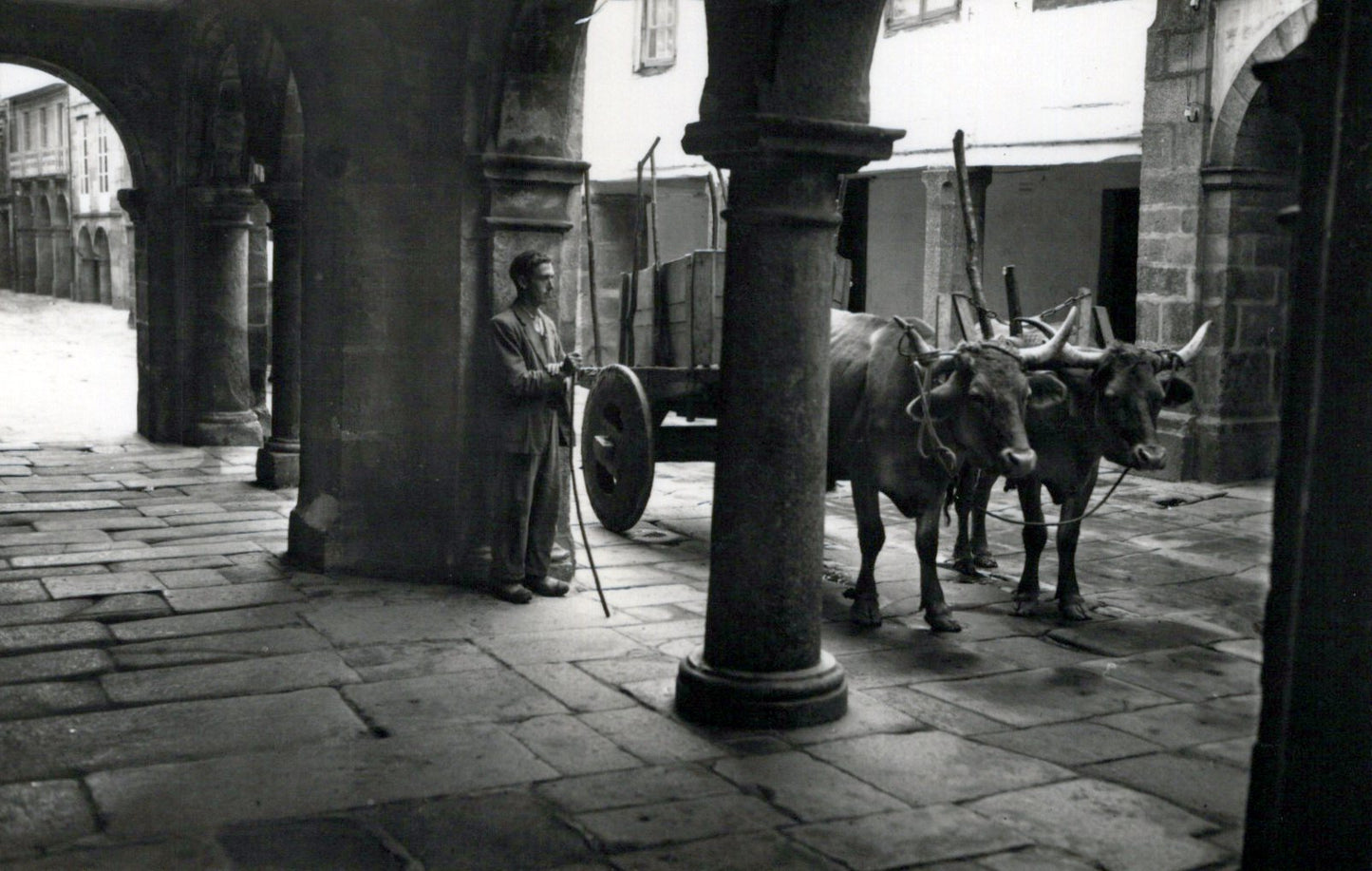 Spain Postcard - Santiago De Compostela, A Typical Cart in New Street  SW18438