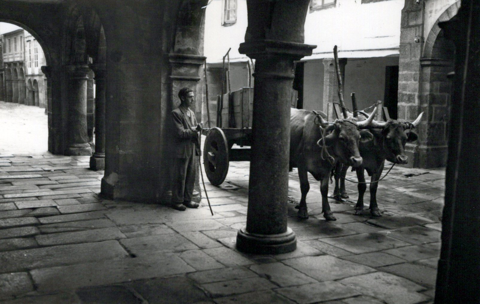 Spain Postcard - Santiago De Compostela, A Typical Cart in New Street  SW18438