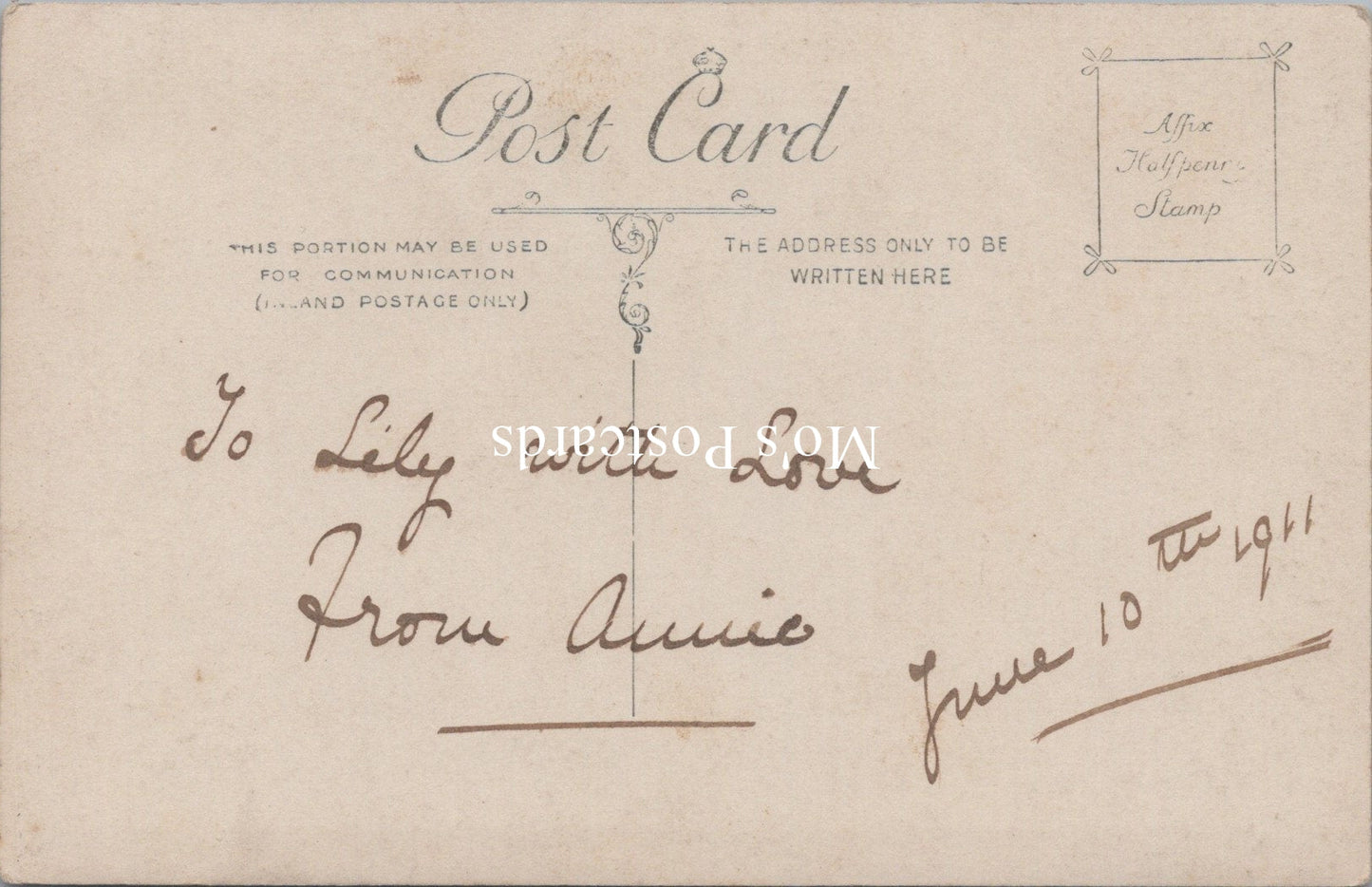 Ancestors Postcard - Couple Posing Outdoors in 1911 -  SW16970