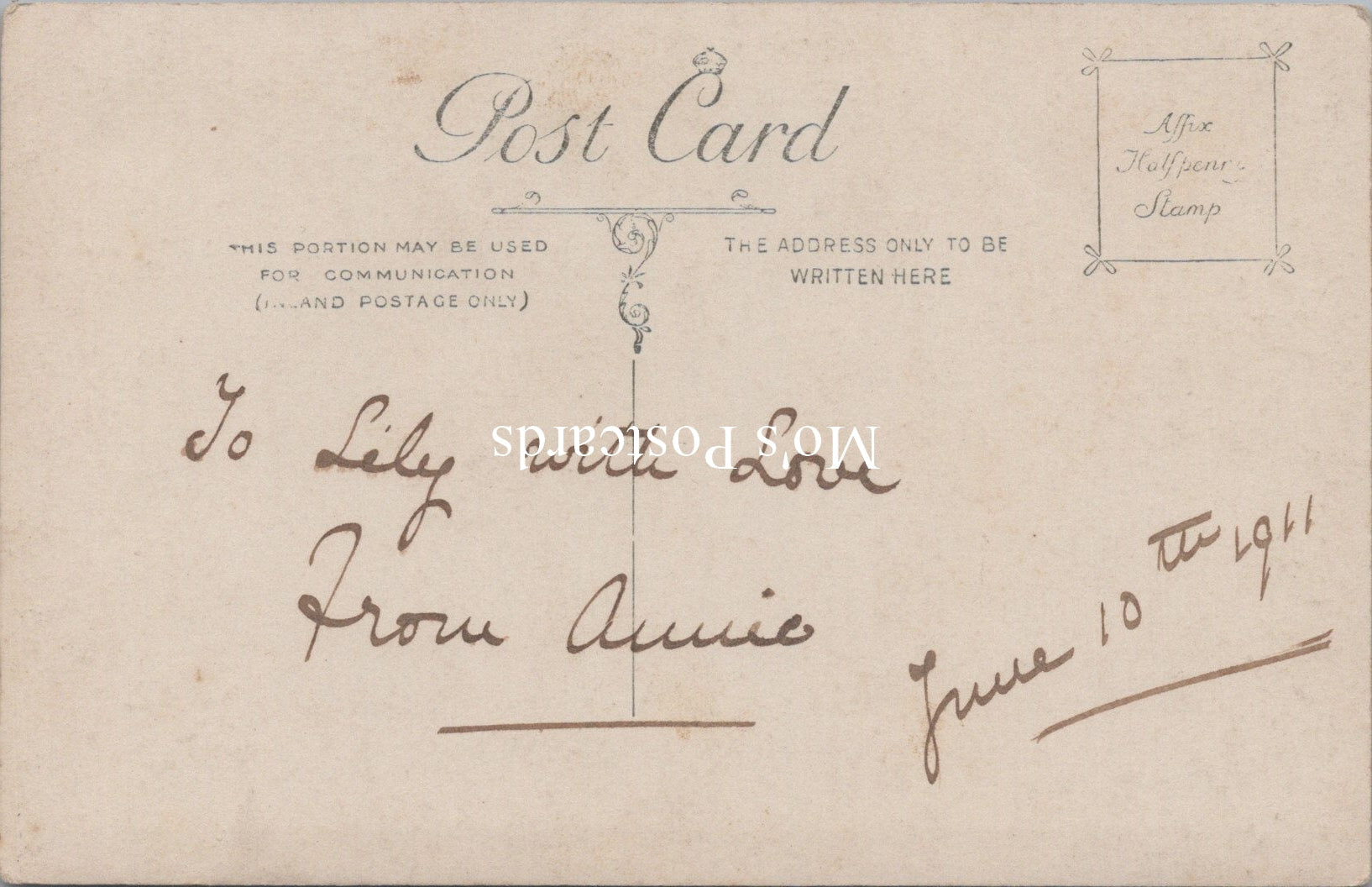 Ancestors Postcard - Couple Posing Outdoors in 1911 -  SW16970