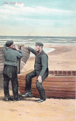 Social History Postcard - The Look Out Using a Telescope   SW18402