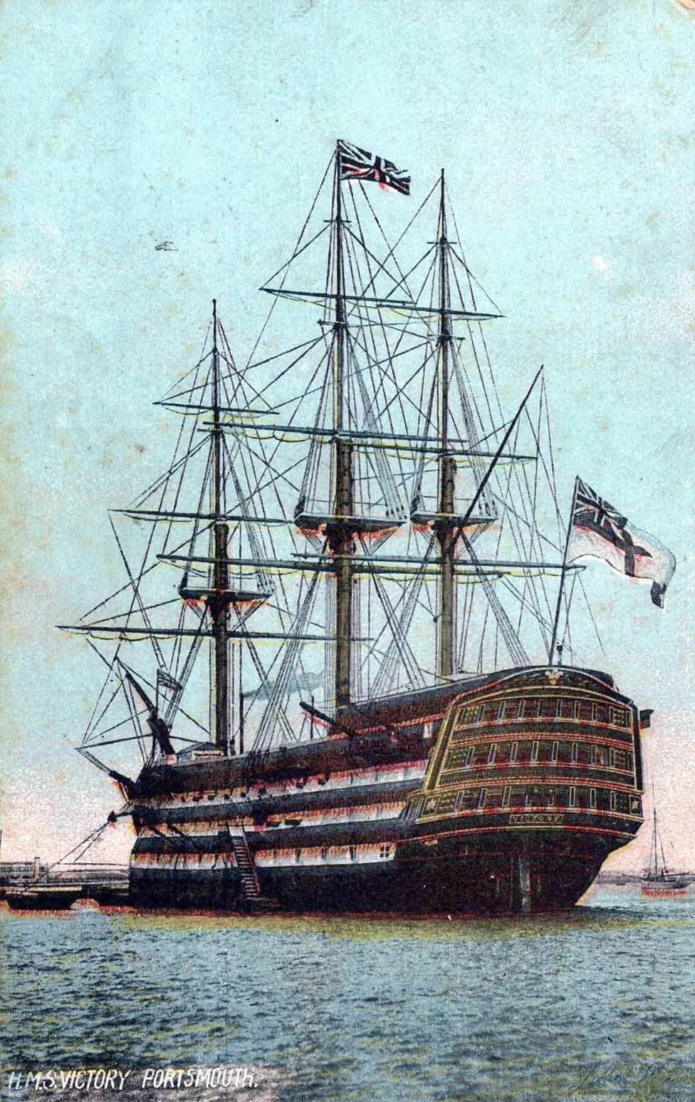 Naval Postcard - H.M.S.Victory in Portsmouth Harbour  SW18474