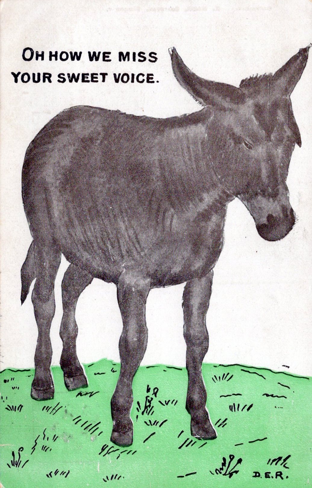Animals Postcard - Donkey, Oh How We Miss Your Sweet Voice SW18487