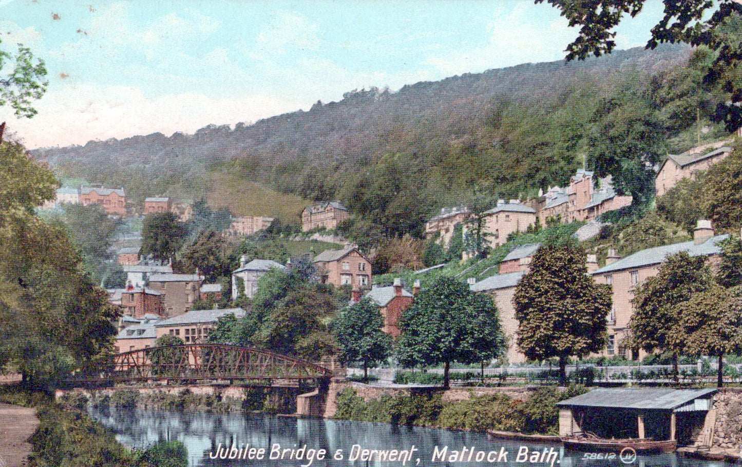Derbyshire Postcard - Matlock Bath, Jubilee Bridge and Derwent  SW18492
