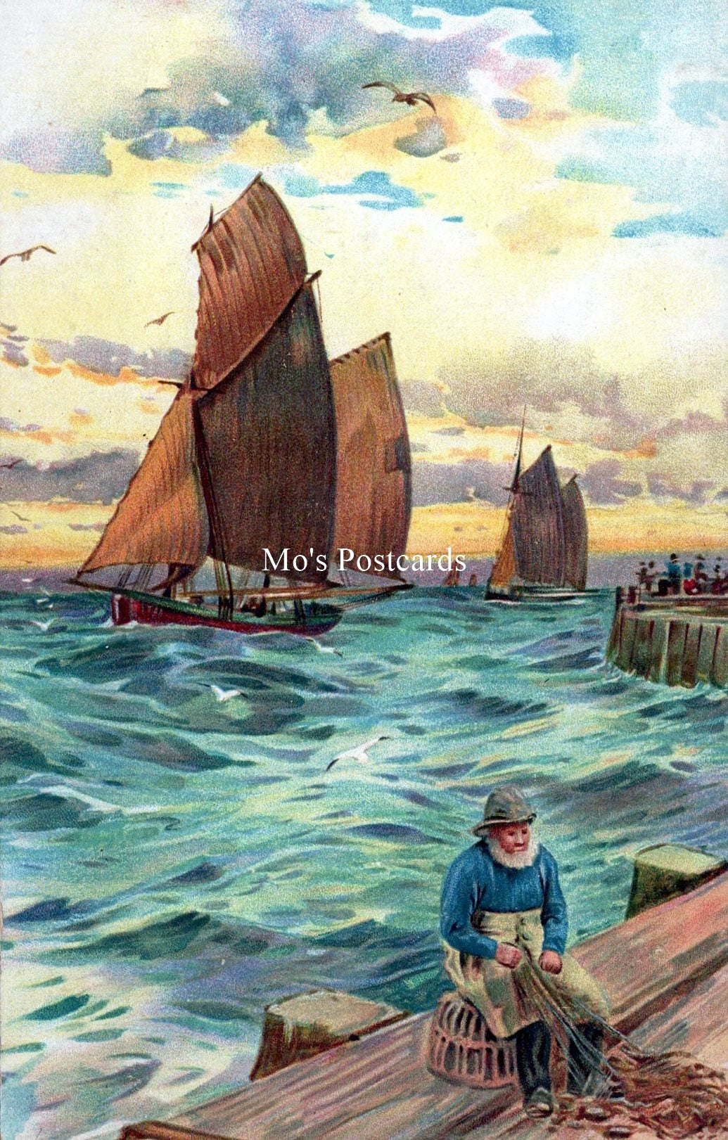 Occupations Postcard - Fisherman and Fishing Boats  SW18512