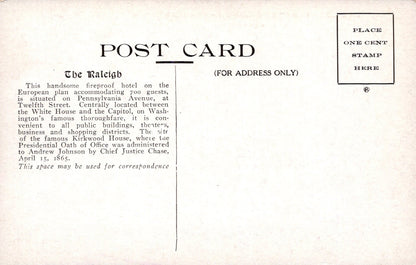 America Postcard - The Lobby, Hotel Raleigh, Washington D.C - SW18513