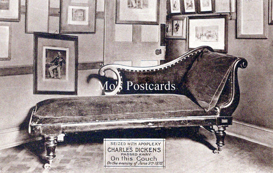 Literature Postcard - Charles Dickens Passed Away on This Couch  SW18517