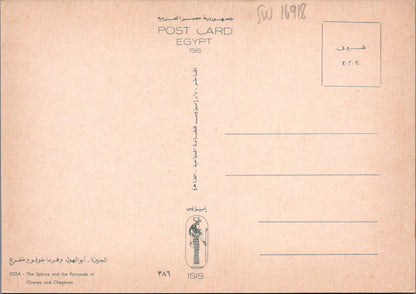 Egypt Postcard - The Sphinx and The Pyramids of Cheops and Chephren   SW16918