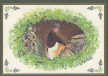 Load image into Gallery viewer, Decorative card with a man working with barrels surrounded by greenery, featuring the brand &#39;Heller &amp; Marden&#39;.
