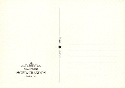 Moét é Chandon champagne bottle label on a beige background