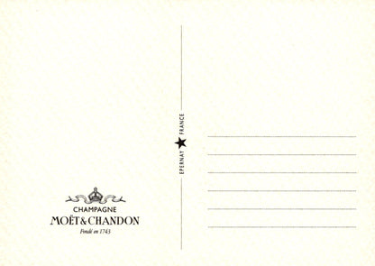 Moët & Chandon champagne branding on a white background with text and logo.