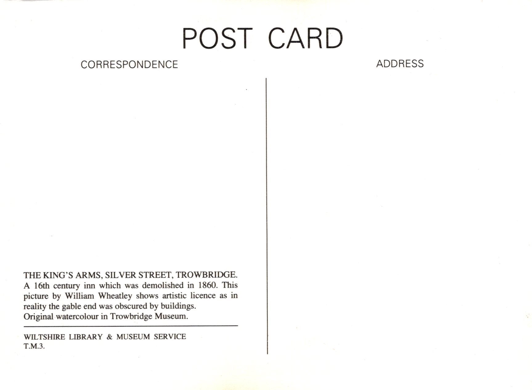 Black text on a white background of a postcard with correspondence and address details.