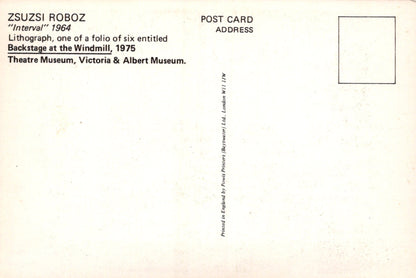 Back of a postcard with text about Zsuzsi Roboz's artwork and Museum information.