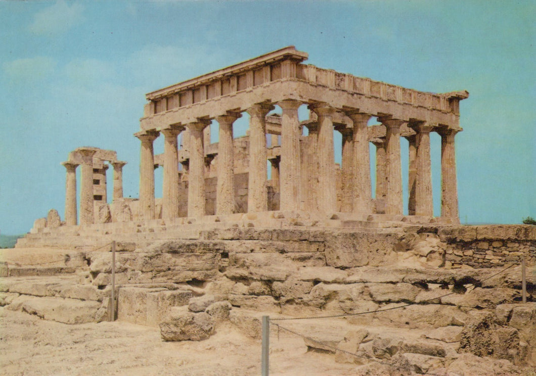 Ancient temple with columns against a blue sky