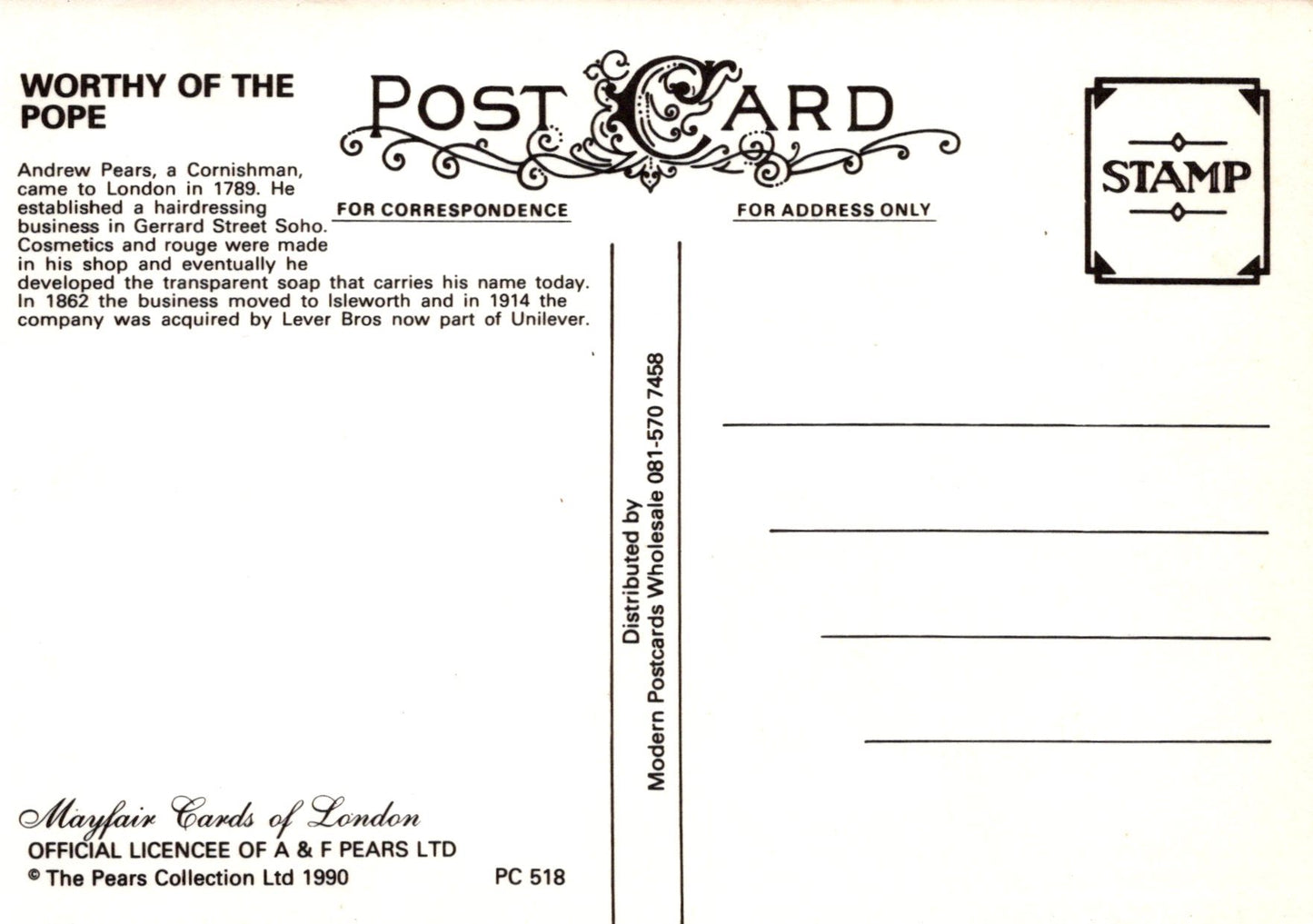 Vintage-style postcard with text and decorative elements on a white background