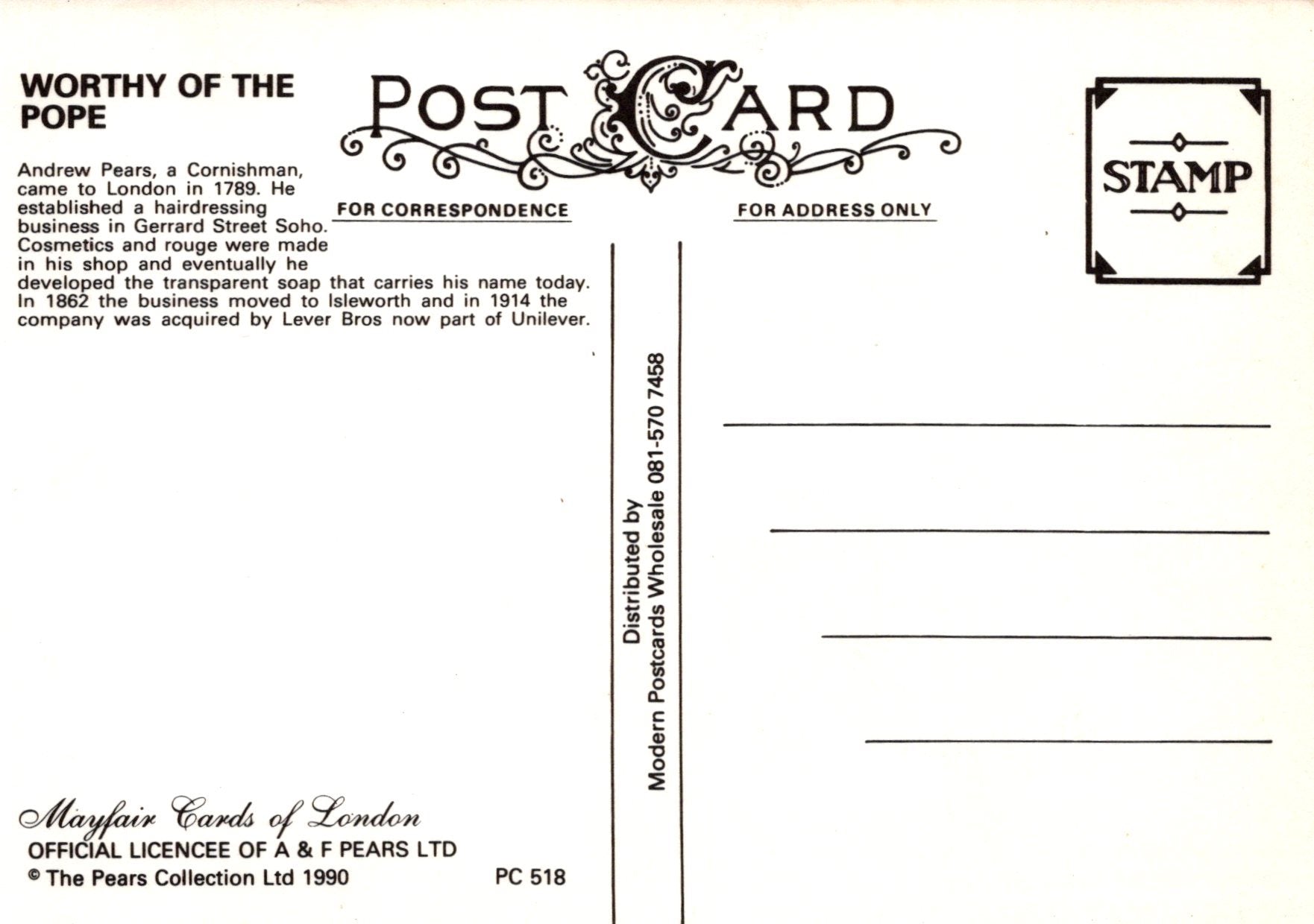 Vintage-style postcard with text and decorative elements on a white background