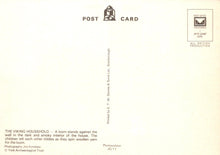 Load image into Gallery viewer, Back of a postcard with text and a logo on a beige background
