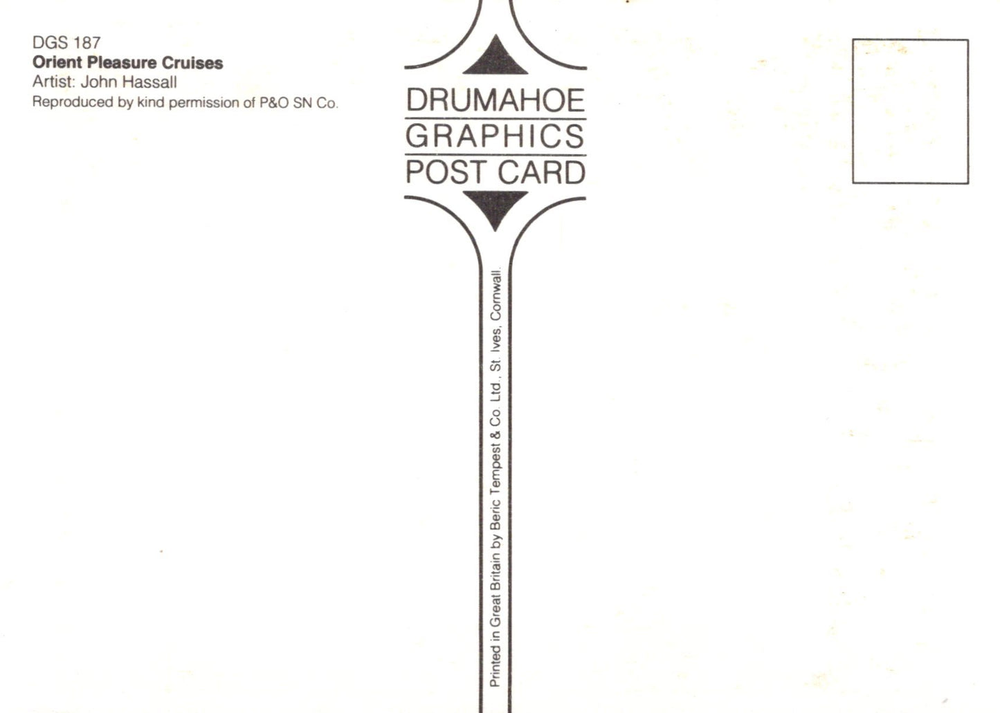 Back of a postcard with 'Drumahoe Graphics' branding and text.