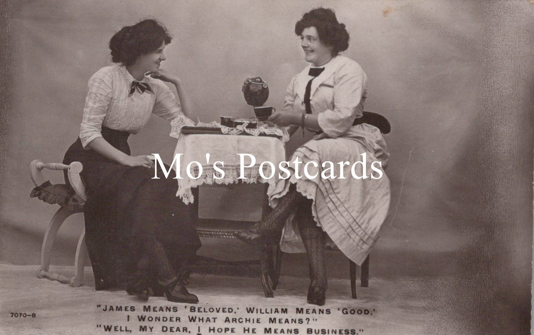 Humour Postcard - Two Ladies Having Tea and Chatting  SW18920