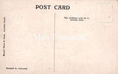 Vintage-style postcard with 'Mo's Postcards' branding on a beige background