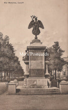 Load image into Gallery viewer, Vintage postcard of a War Memorial with an angel statue in the center, surrounded by trees.
