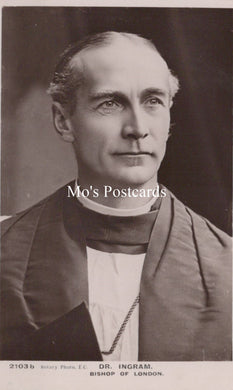 Vintage black and white photograph of a clergyman with 'Mo's Postcards' text overlay