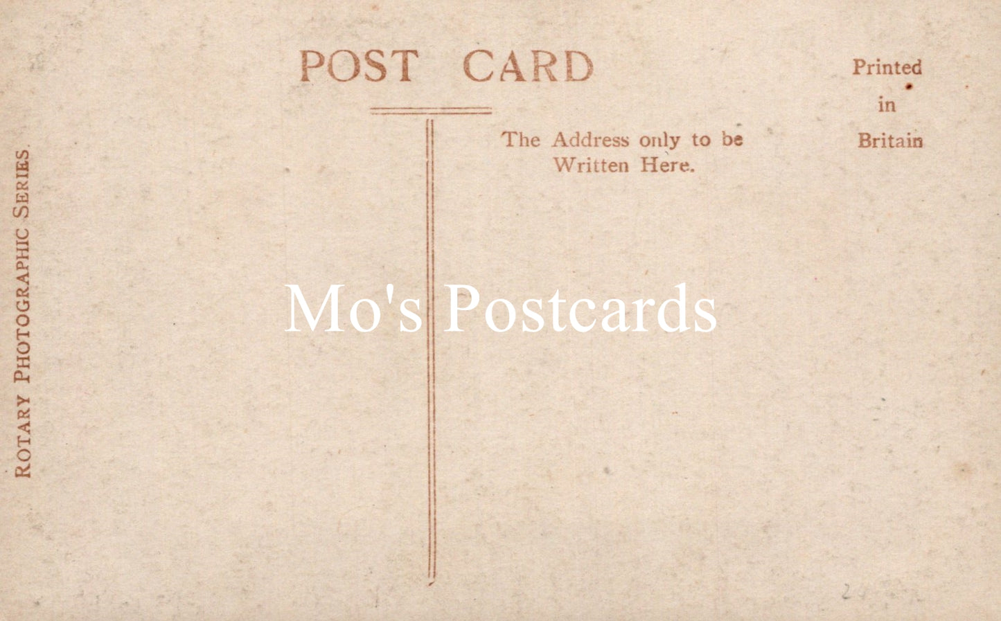 Vintage-style postcard with 'Mo's Postcards' branding on a beige background
