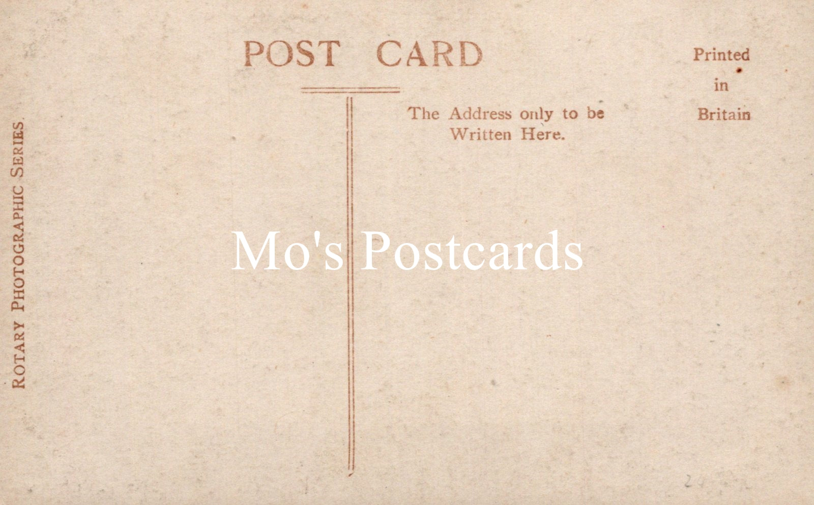 Vintage-style postcard with 'Mo's Postcards' branding on a beige background