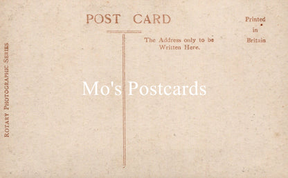 Vintage-style postcard with 'Mo's Postcards' branding on a beige background