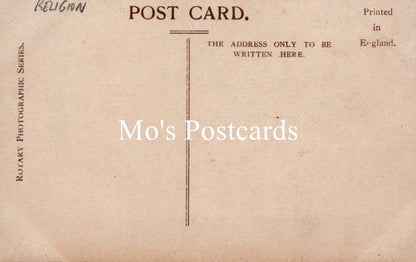 Vintage-style postcard with 'Mo's Postcards' text on a brown background